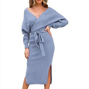 Dress Batwing Long Sleeve Dress Backless Bodycon